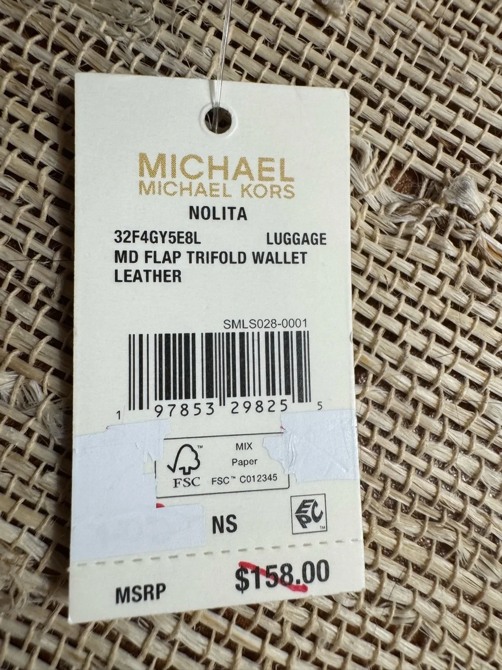 Michael Kors Nolita Flap Trifold Brown Leather Wallet NWT